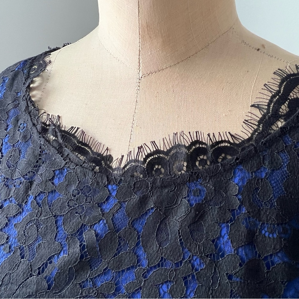 Joie dress, black lace with blue lining